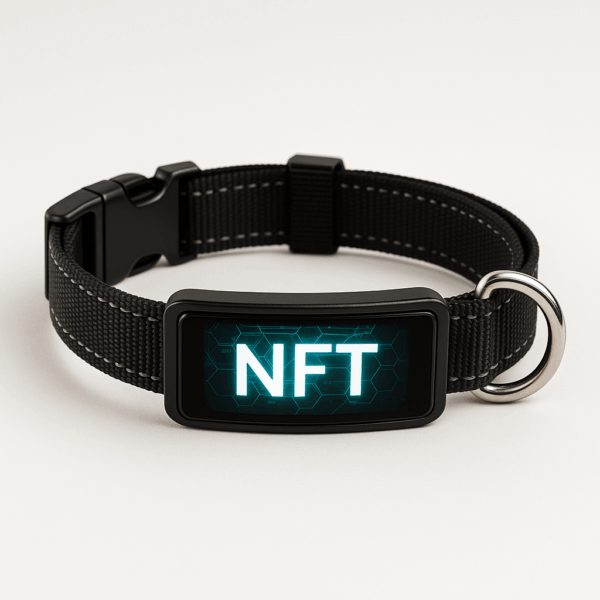A clear photo of an NFT Dog Collar displayed against a neutral background.
